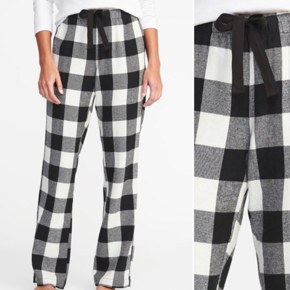 Old Navy Black and White Plaid Flannel Pajama Pants - L - Picture 1 of 7